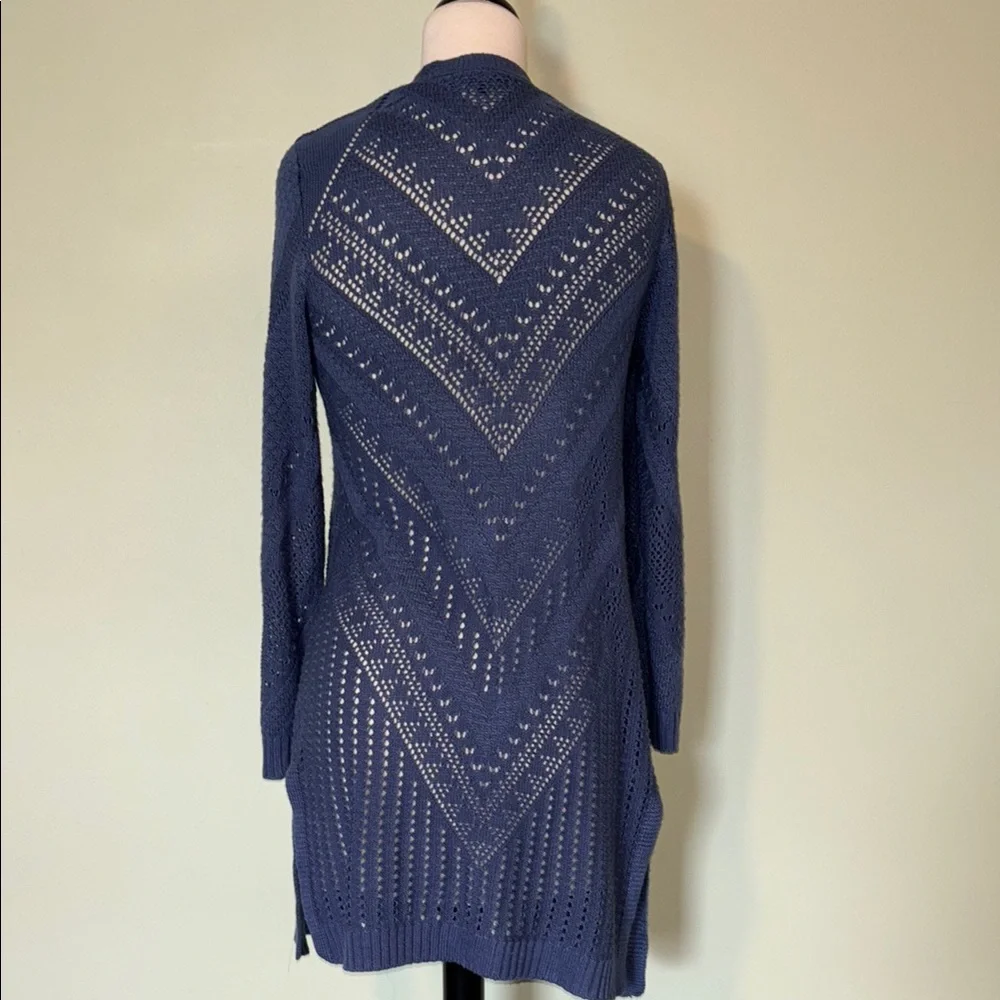 LOVE ELLIE Navy Blue Long Open-Front Cardigan Sweater Size Small - Picture 4 of 8
